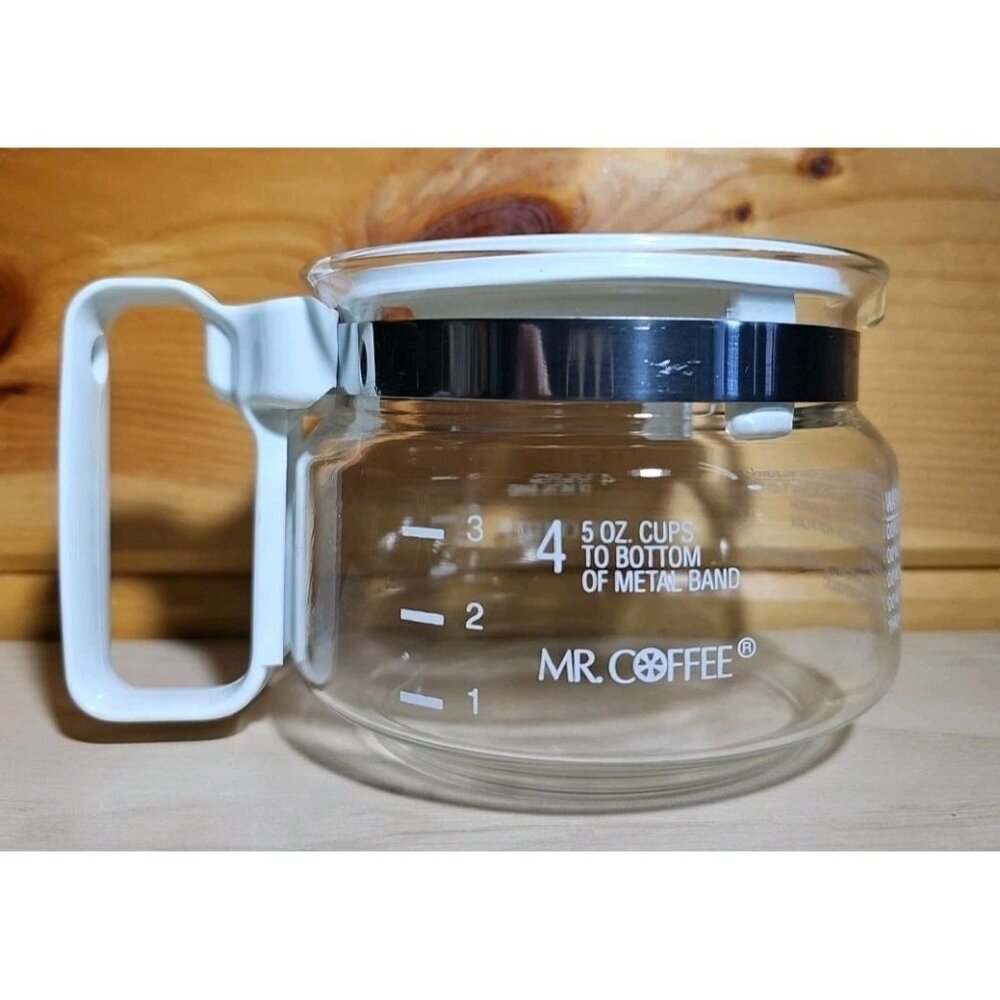 Mr. Coffee 4 Cup Replacement Glass Coffee Pot Carafe White Handle